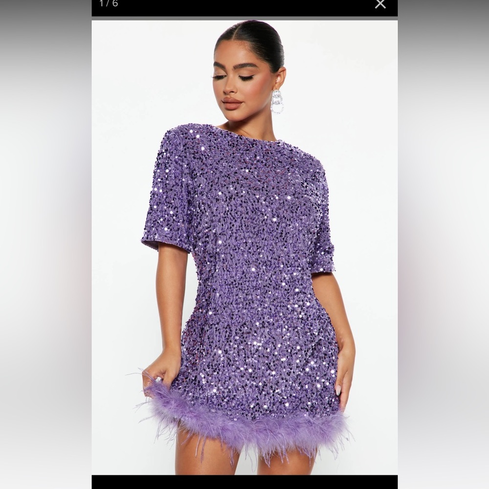 Fashion Nova Purple Sequin Dress